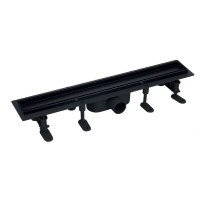 Душовий трап MIXXUS DRAIN-06-30 BLACK із пласт. основою та накладкою з нерж. сталі 70x300мм (MI6526)